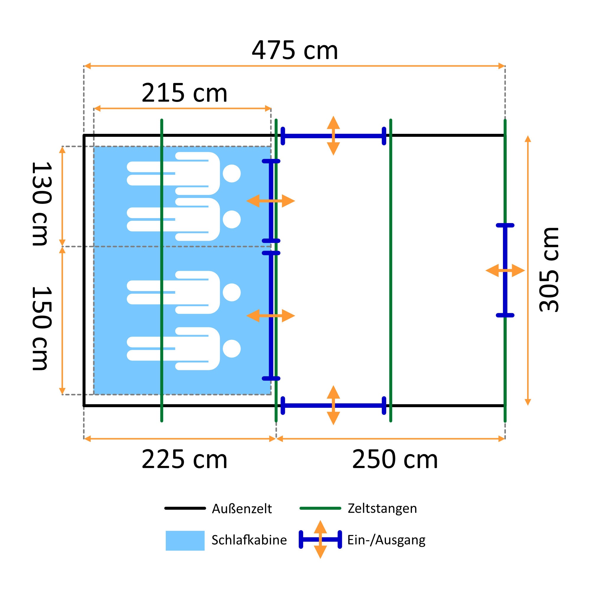 Tente tunnel « TunnelX », 4 personnes