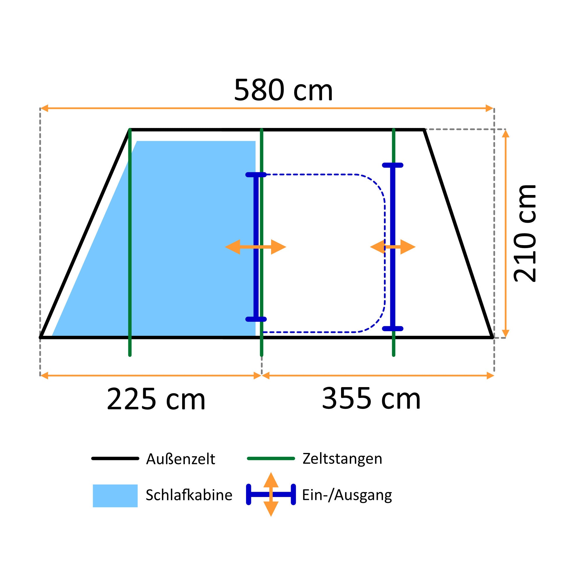 Tente tunnel « XtraL », 6 personnes