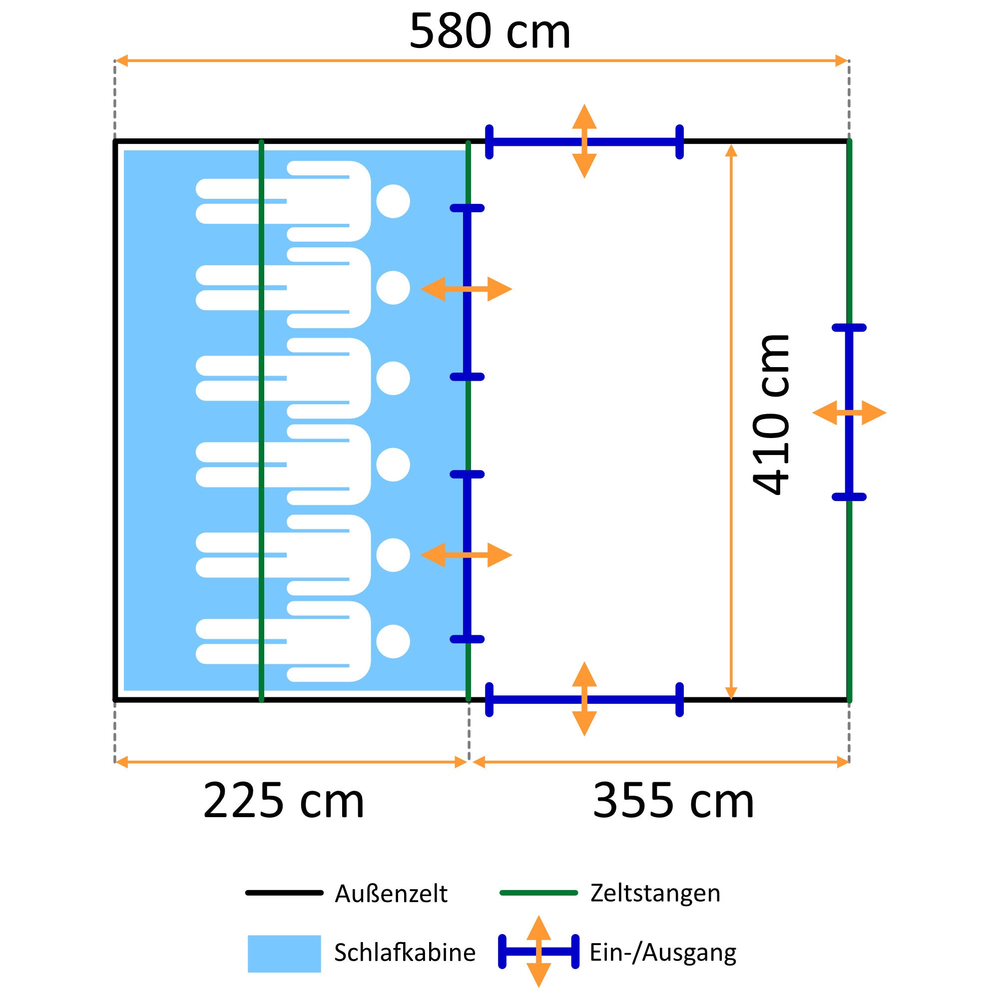 Tente tunnel « XtraL », 6 personnes