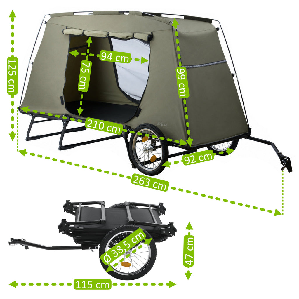 Fahrrad Zeltanhänger mit Kupplung, klappbar