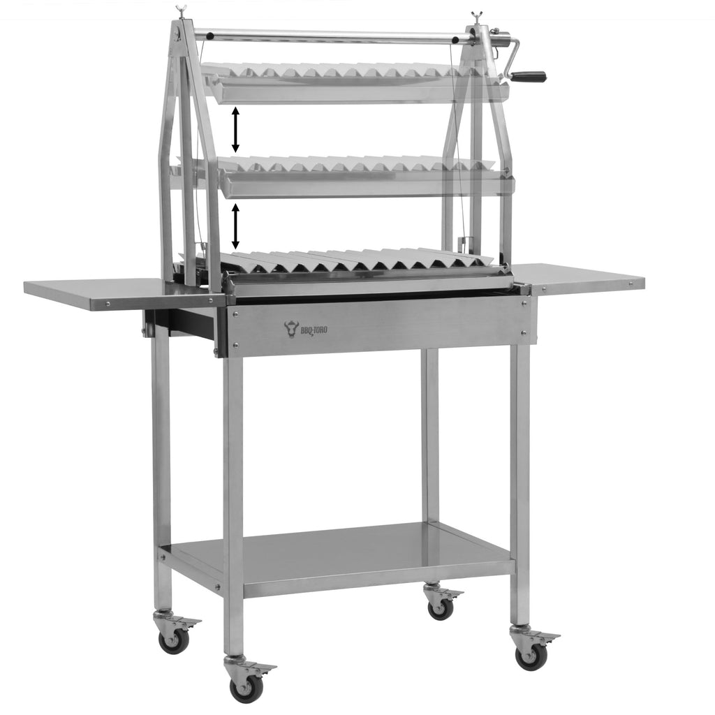 Asado Grill, 119 x 45 x 135 cm, stainless steel, including side shelves