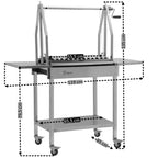 Grill Asado, 119 x 45 x 135 cm, acier inoxydable, avec étagères latérales