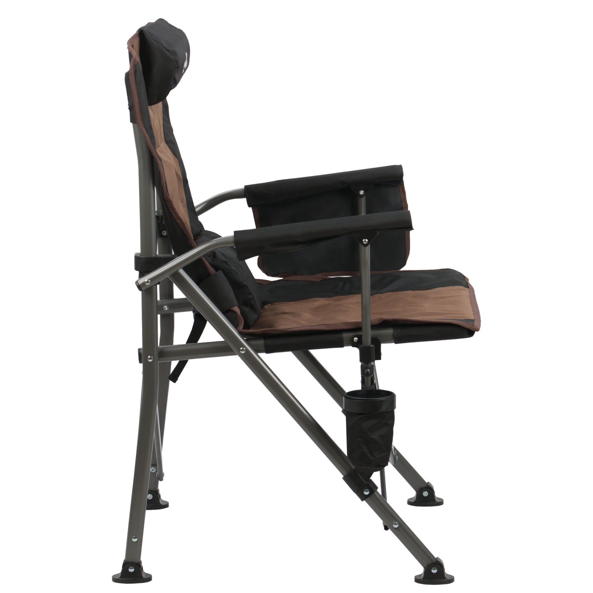 Fishing chair with fishing rod holder, foldable, including bag.