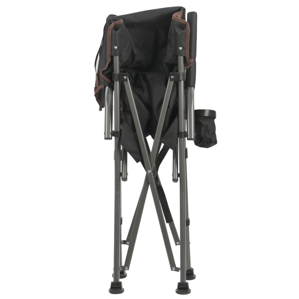 Fishing chair with fishing rod holder, foldable, including bag.