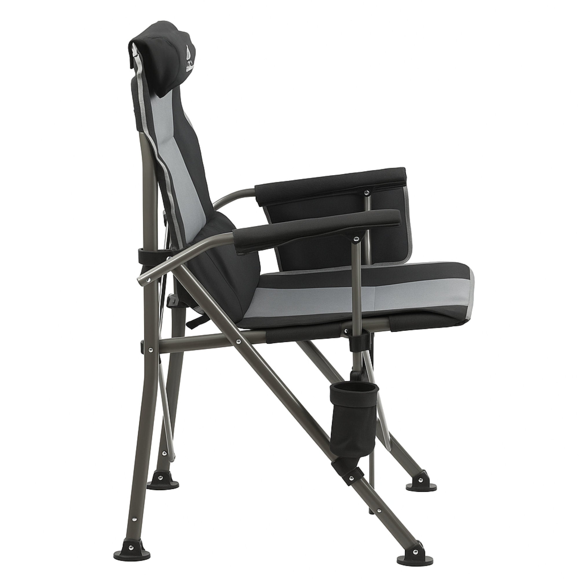 Fishing chair with fishing rod holder, foldable, including bag.