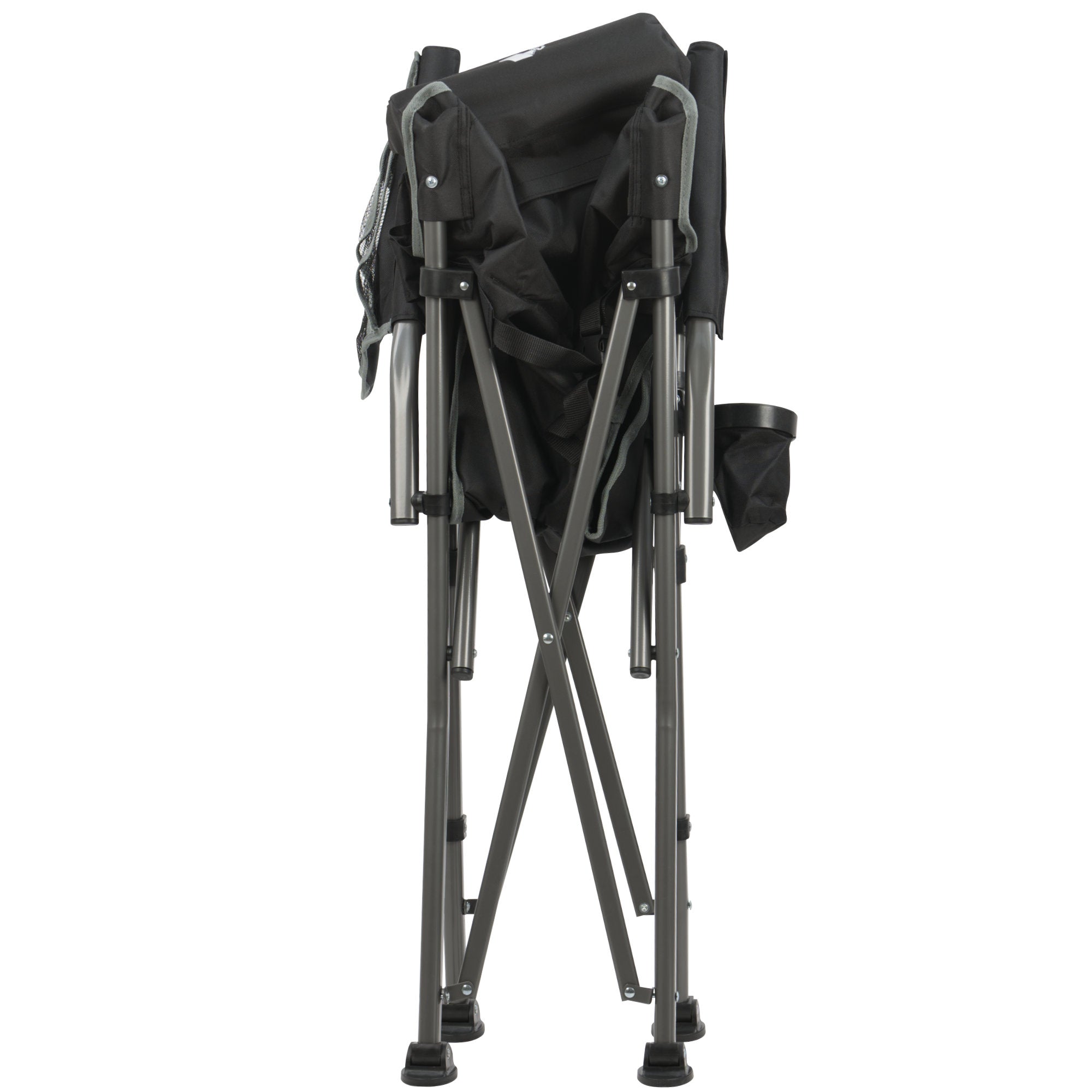 Fishing chair with fishing rod holder, foldable, including bag.