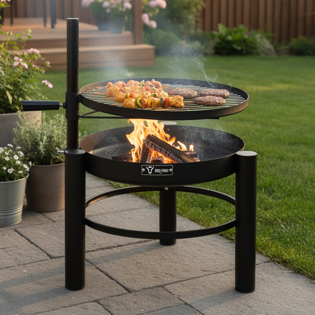 Feuerschale mit höhenverstellbaren Grillrost, Ø 50 cm – CS-Trading
