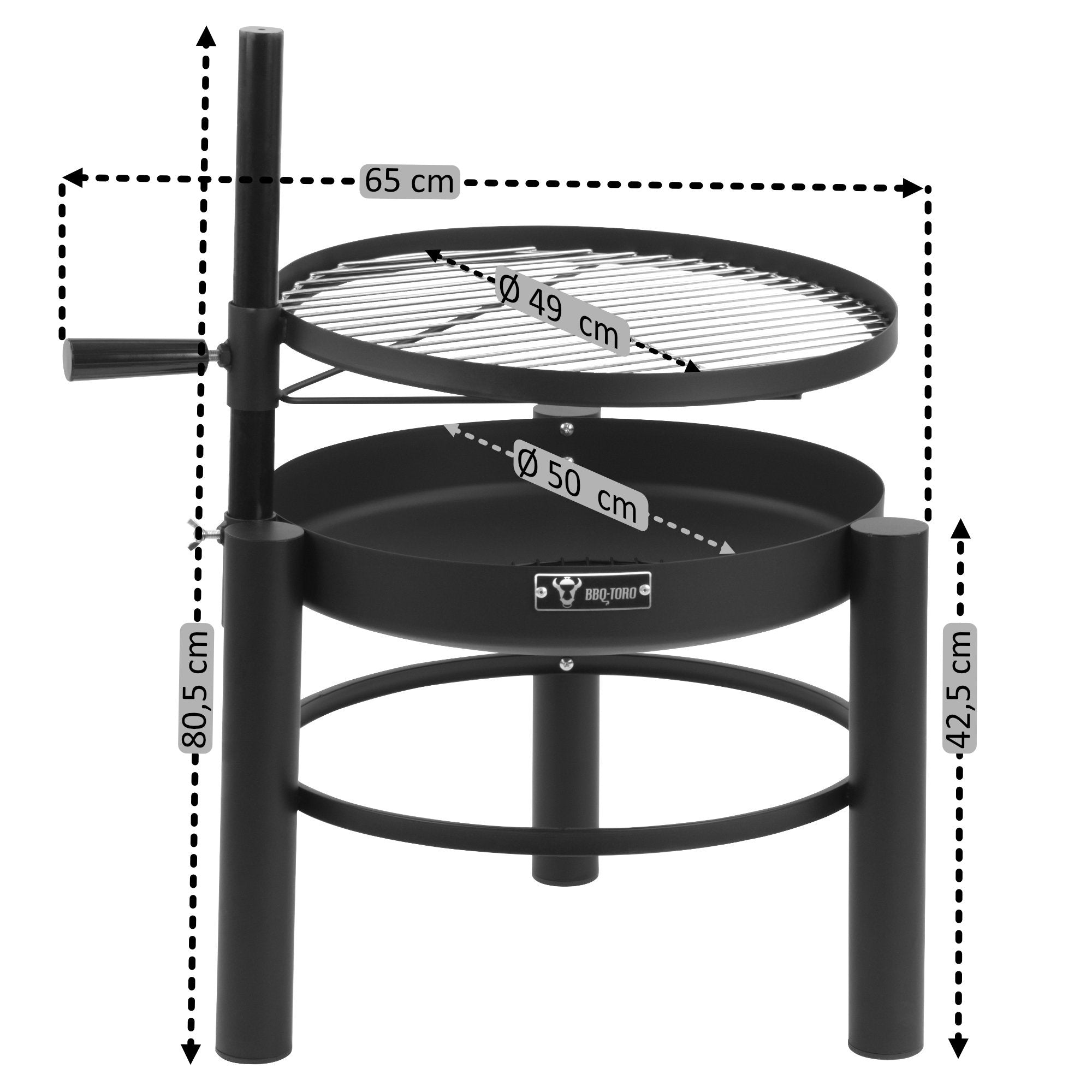 Feuerschale mit höhenverstellbaren Grillrost, Ø 50 cm