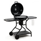 Barbecue à charbon, Ø 57 cm, comprenant une étagère de rangement et un lève-grille.