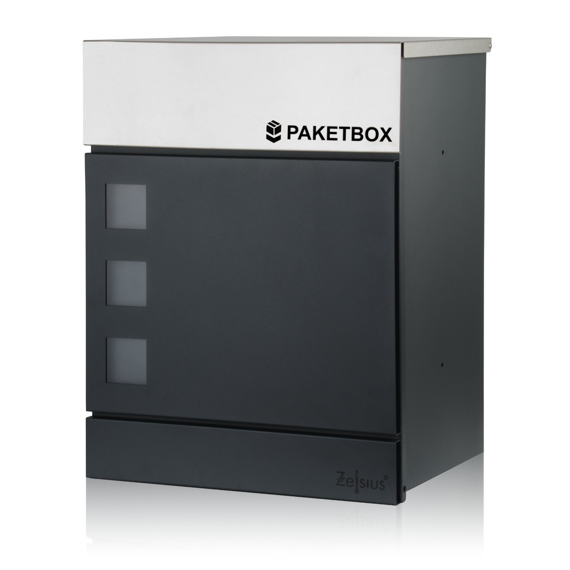 Mailbox, powder-coated steel, including parcel compartment