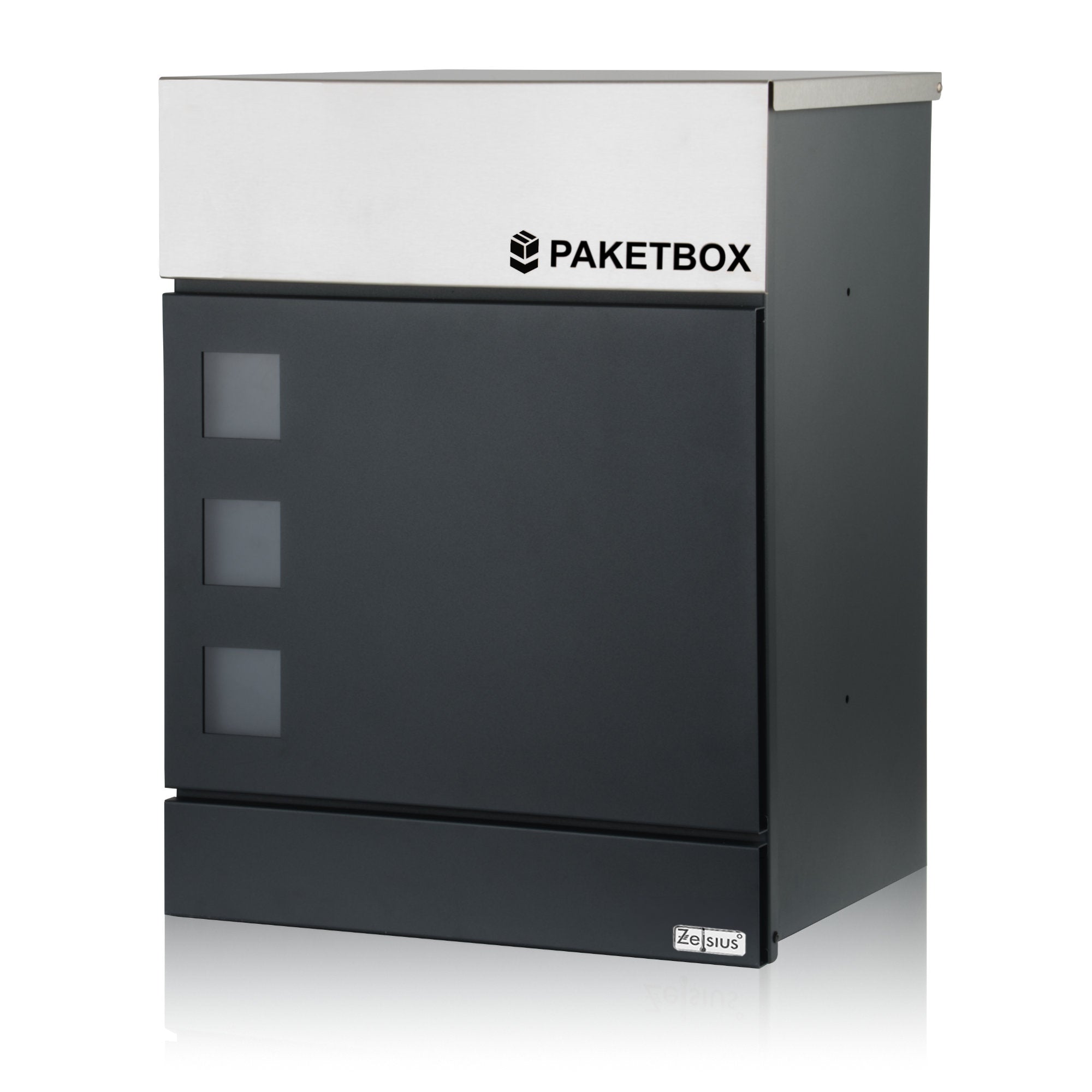 Mailbox, powder-coated steel, including parcel compartment