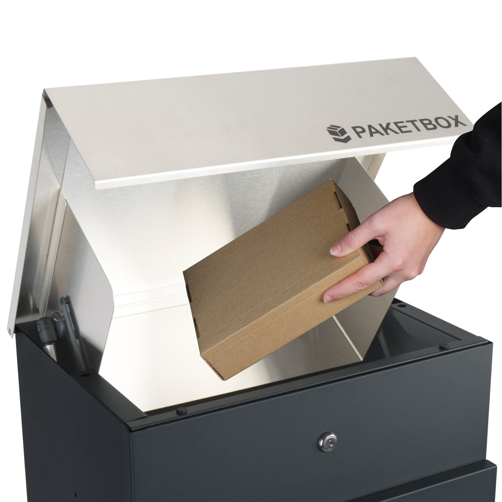 Mailbox, powder-coated steel, including parcel compartment