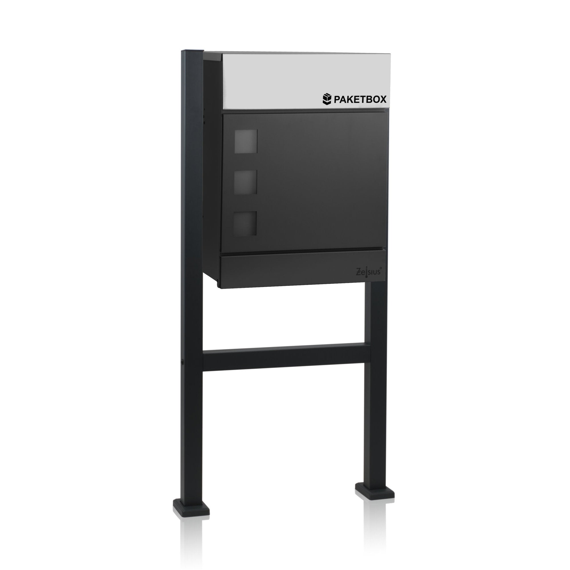 Mailbox, powder-coated steel, including parcel compartment