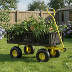 Chariot à bras, capacité de charge jusqu'à 350 kg, 75 litres, noir/jaune