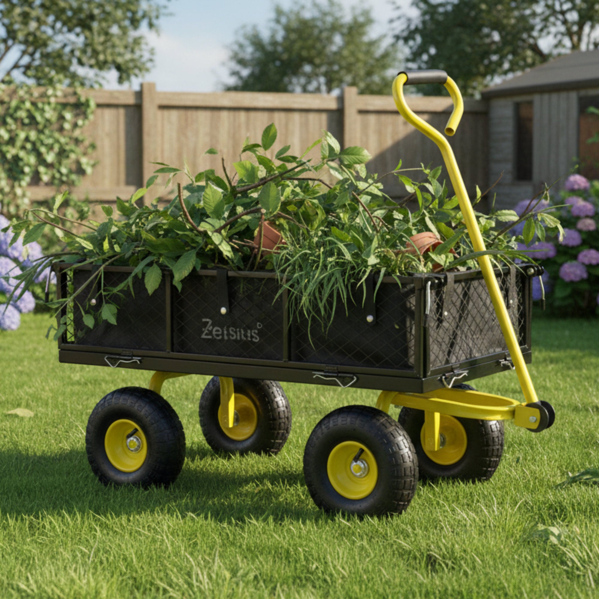 Handcart, load capacity up to 350 kg, 75 liters, black/yellow