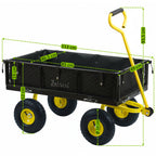 Chariot à bras, capacité de charge jusqu'à 350 kg, 75 litres, noir/jaune