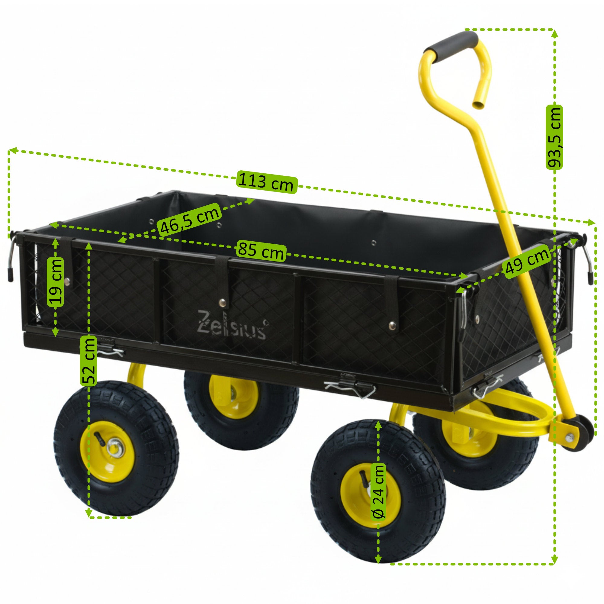 Handcart, load capacity up to 350 kg, 75 liters, black/yellow