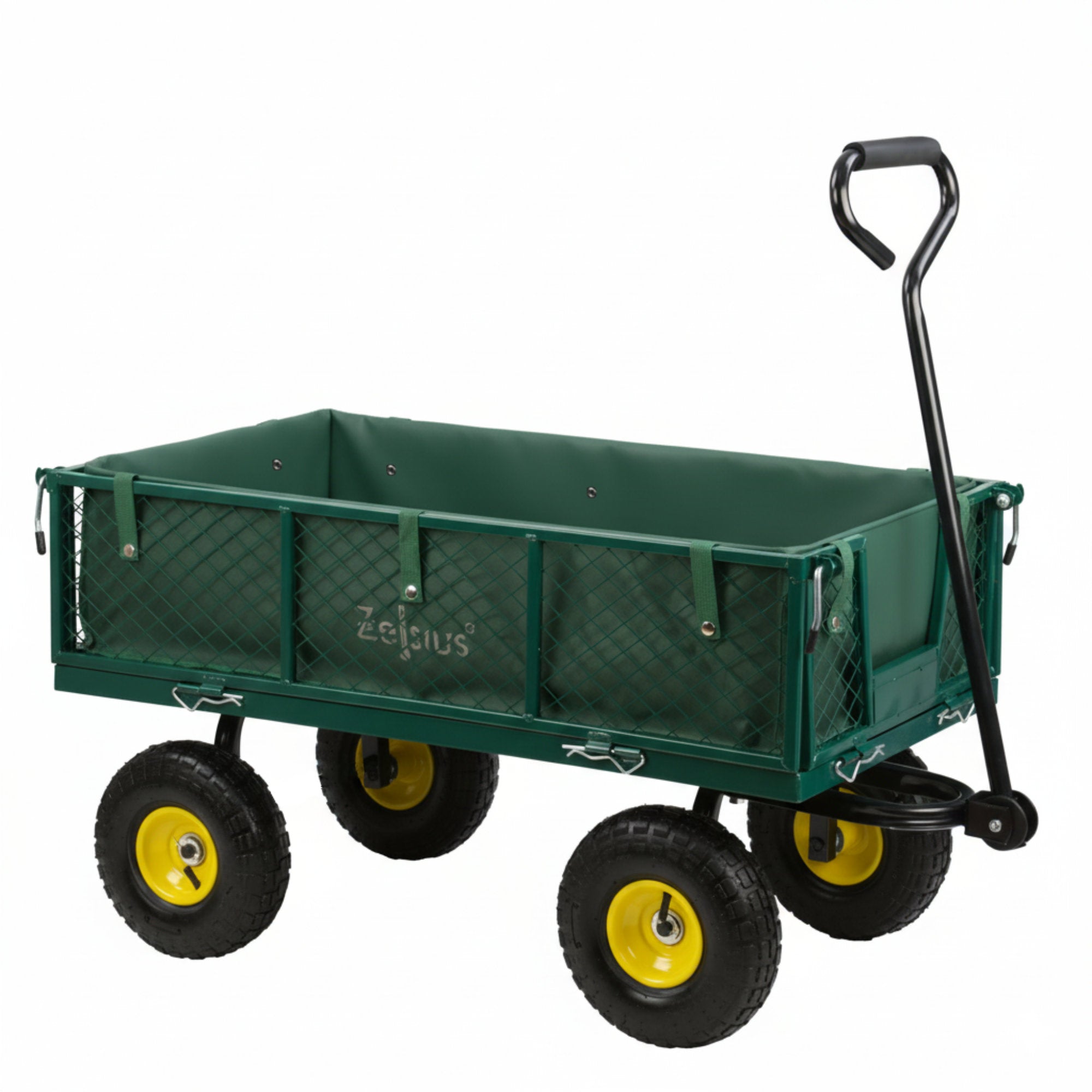 Handcart, load capacity up to 350 kg, 105 liters, green/yellow