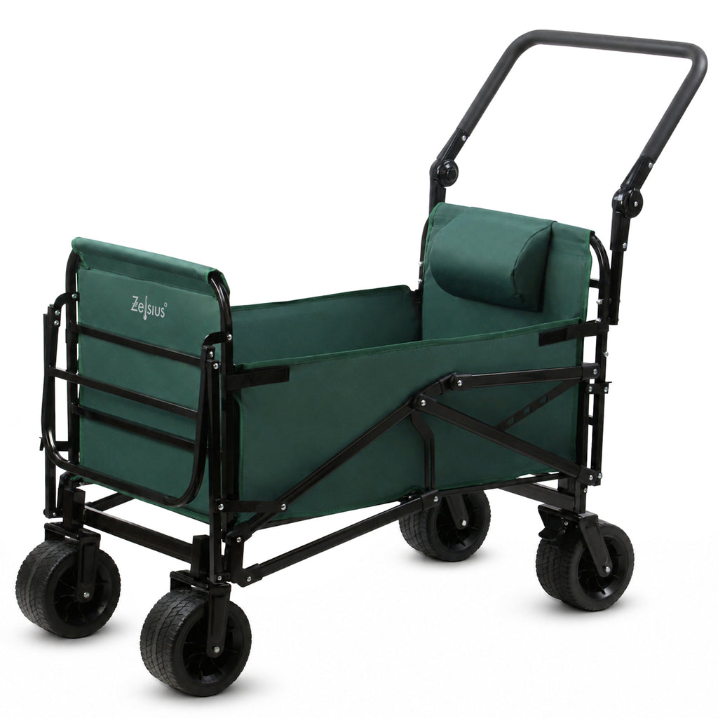 Bollerwagen mit Liegefunktion, belastbar bis 100 kg, Grün
