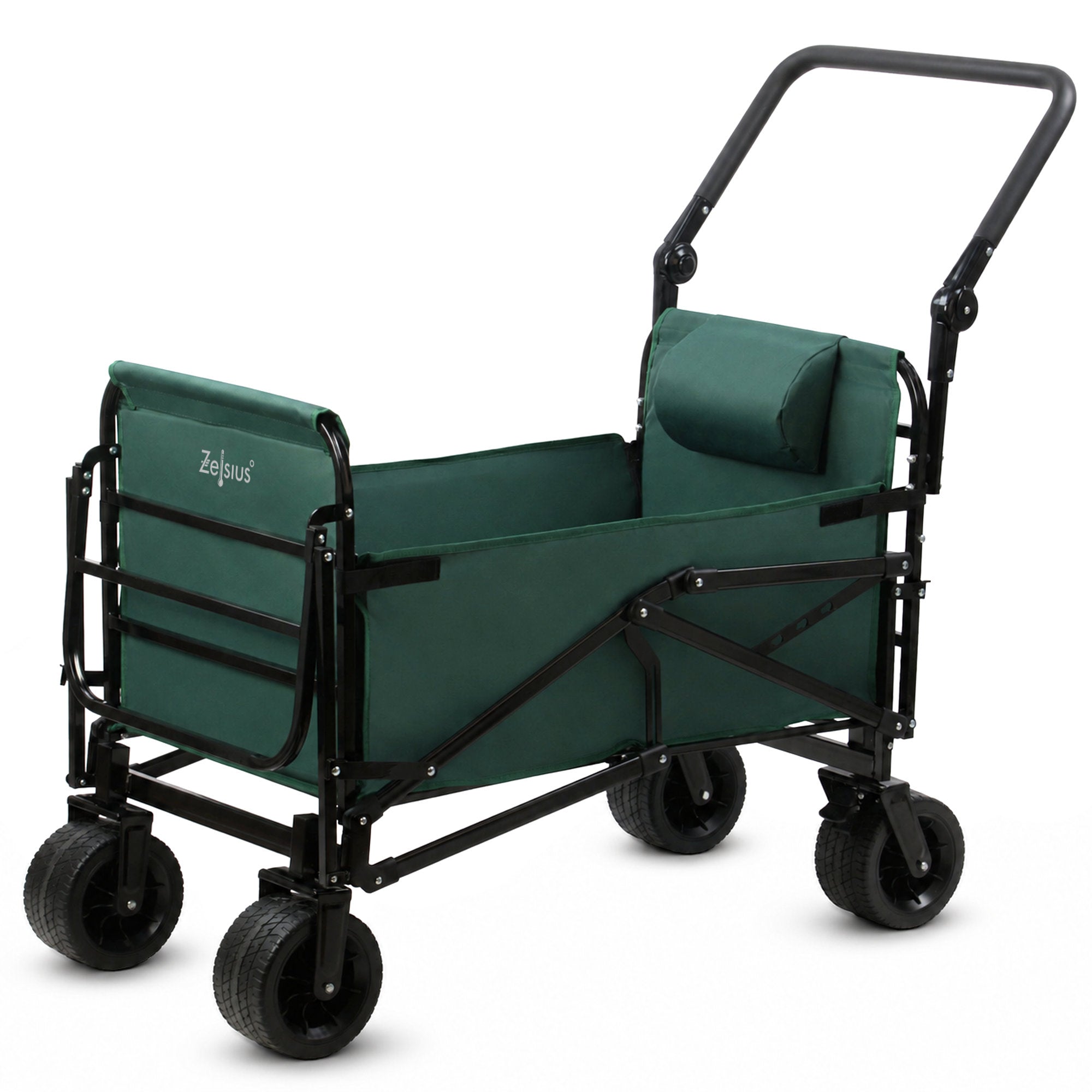 Bollerwagen mit Liegefunktion, belastbar bis 100 kg, Grün