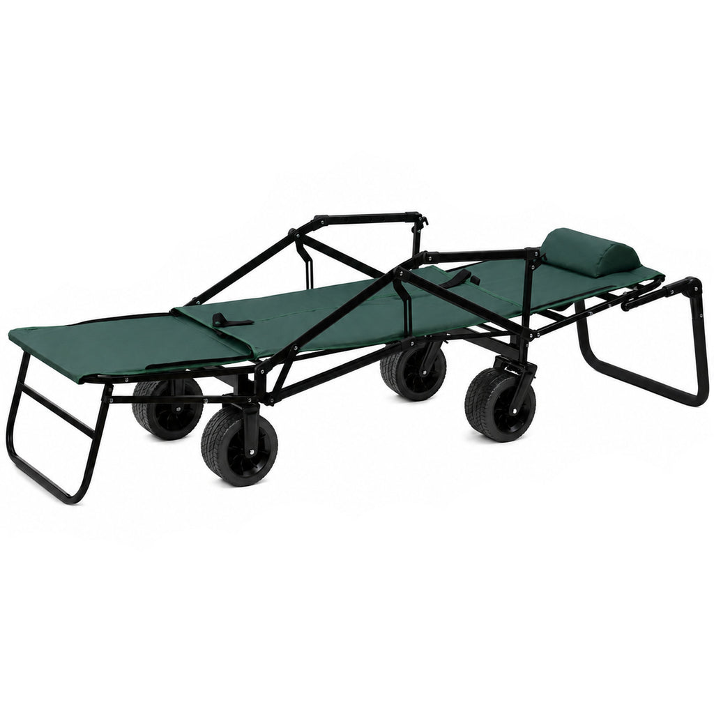 Bollerwagen mit Liegefunktion, belastbar bis 100 kg, Grün