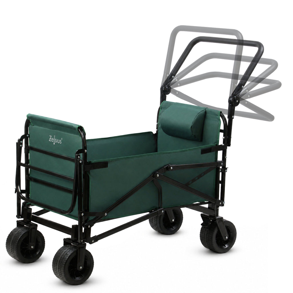 Bollerwagen mit Liegefunktion, belastbar bis 100 kg, Grün