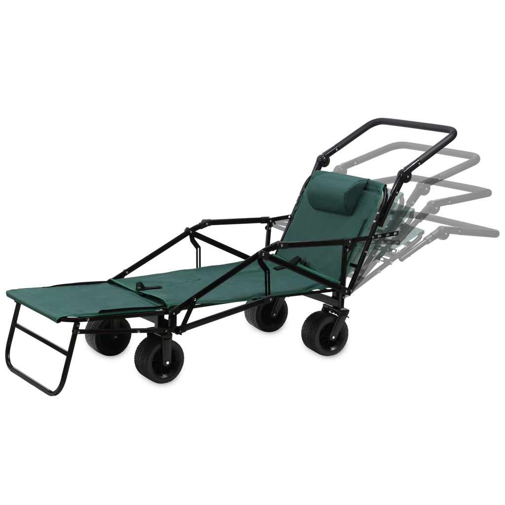 Bollerwagen mit Liegefunktion, belastbar bis 100 kg, Grün