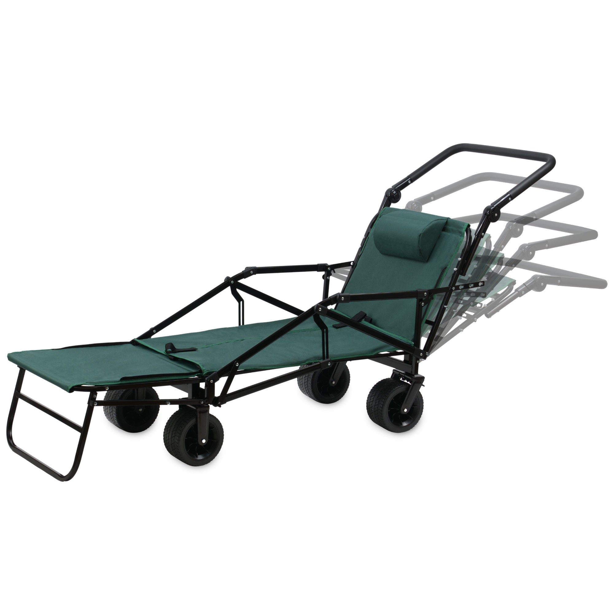 Bollerwagen mit Liegefunktion, belastbar bis 100 kg, Grün