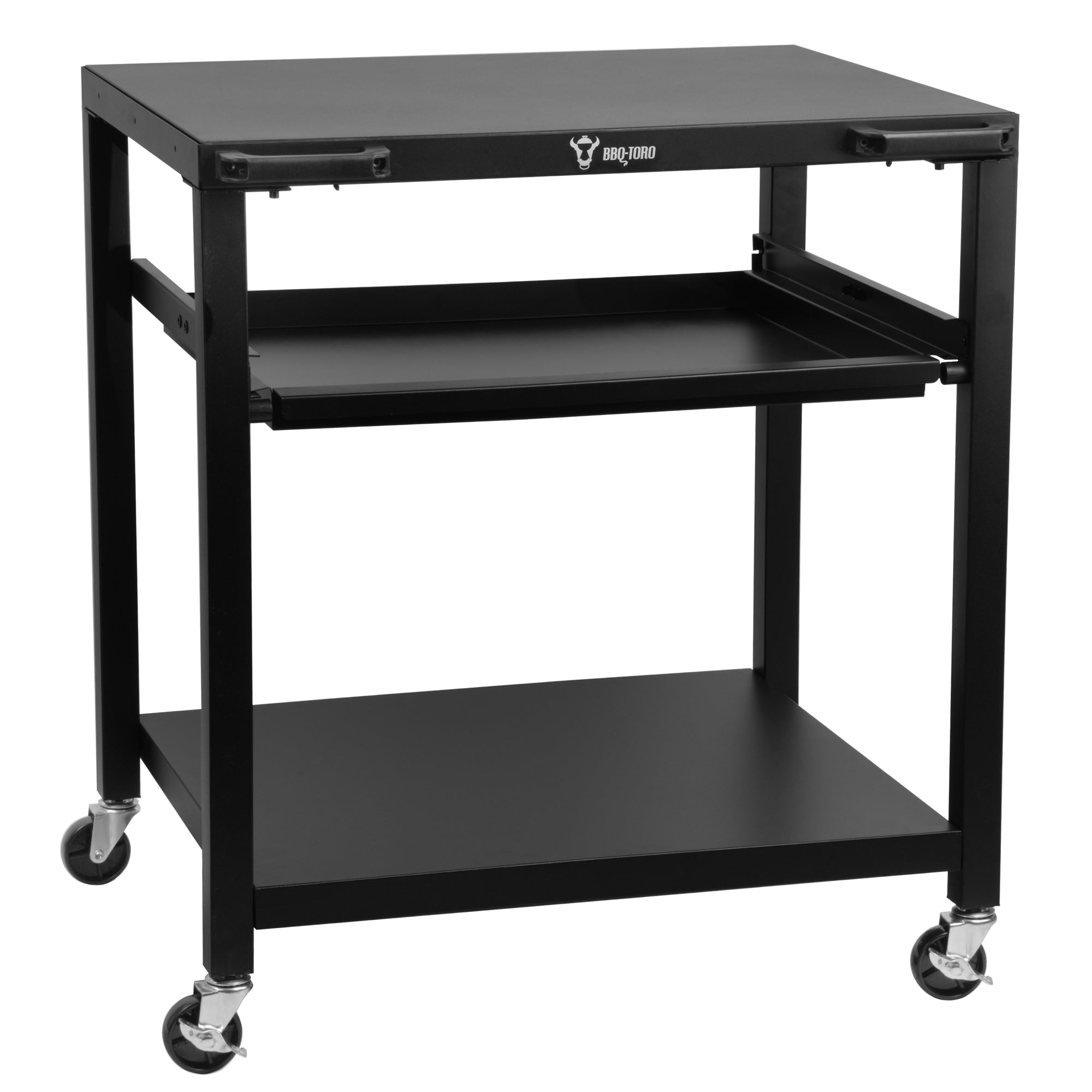 Chariot de barbecue, noir, 80 x 65,5 x 86,5 cm, comprenant une grande surface de travail