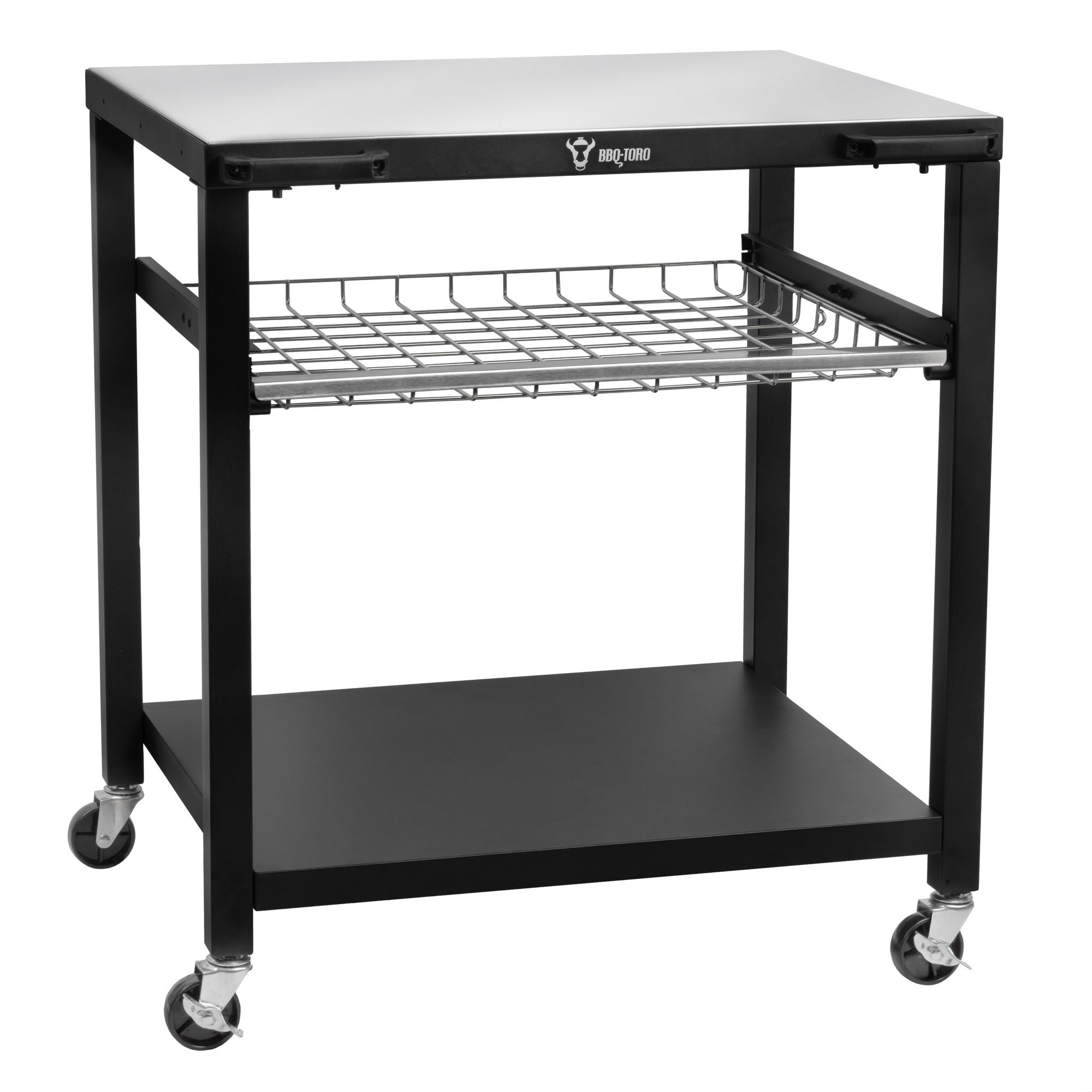 Chariot de barbecue, noir, 80 x 65,5 x 86,5 cm, comprenant une grande surface de travail