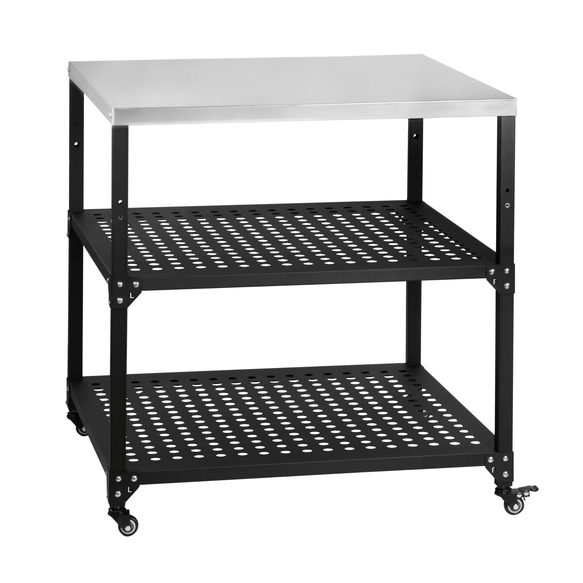 Chariot de barbecue, noir, 80 x 80 x 83 cm, comprenant un grand plan de travail