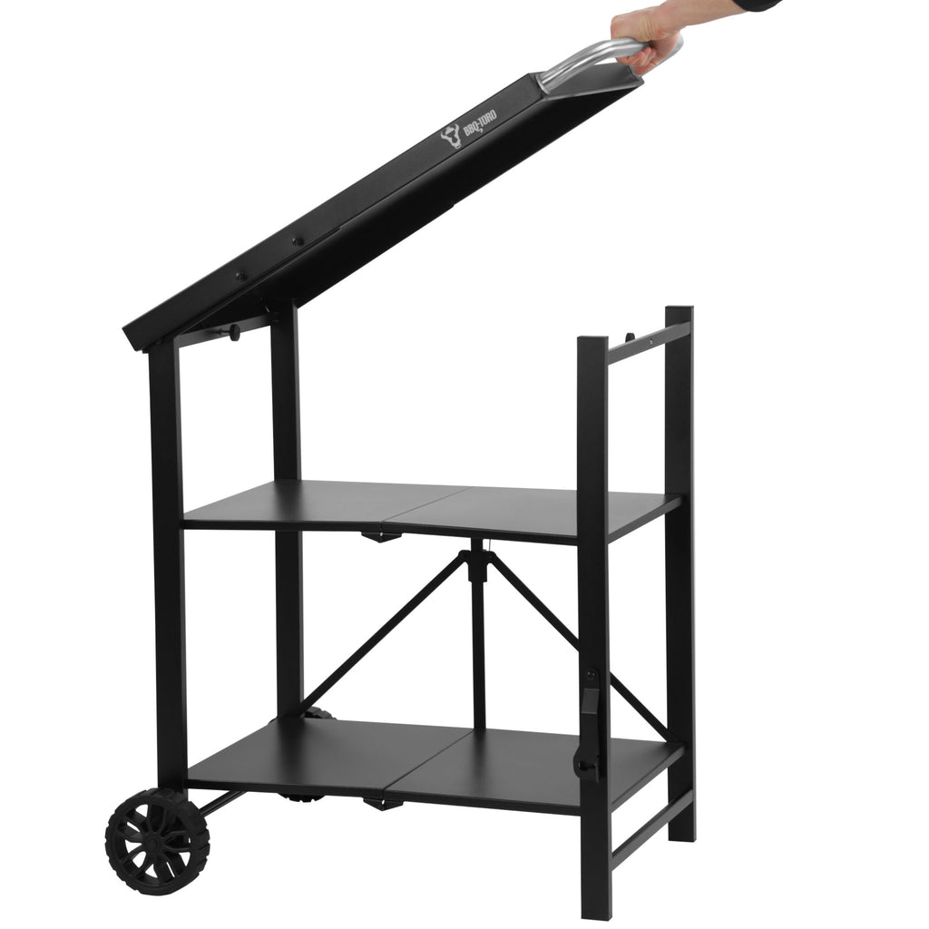 Chariot de barbecue, 60 x 80 x 82 cm, pliable, avec grande surface de travail
