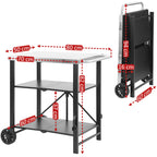Chariot de barbecue, 60 x 80 x 82 cm, pliable, avec grande surface de travail