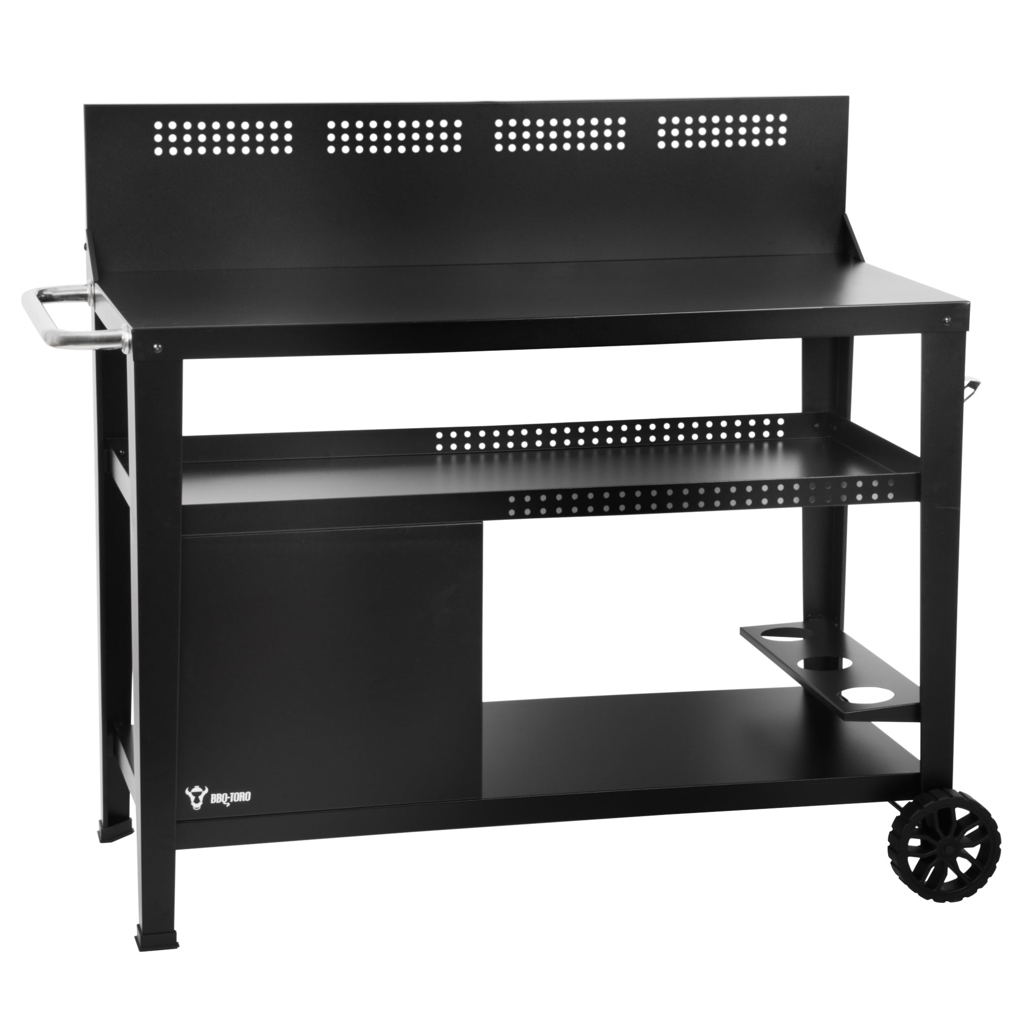 Chariot barbecue, noir, 125 x 57 x 104 cm, pare-vent inclus