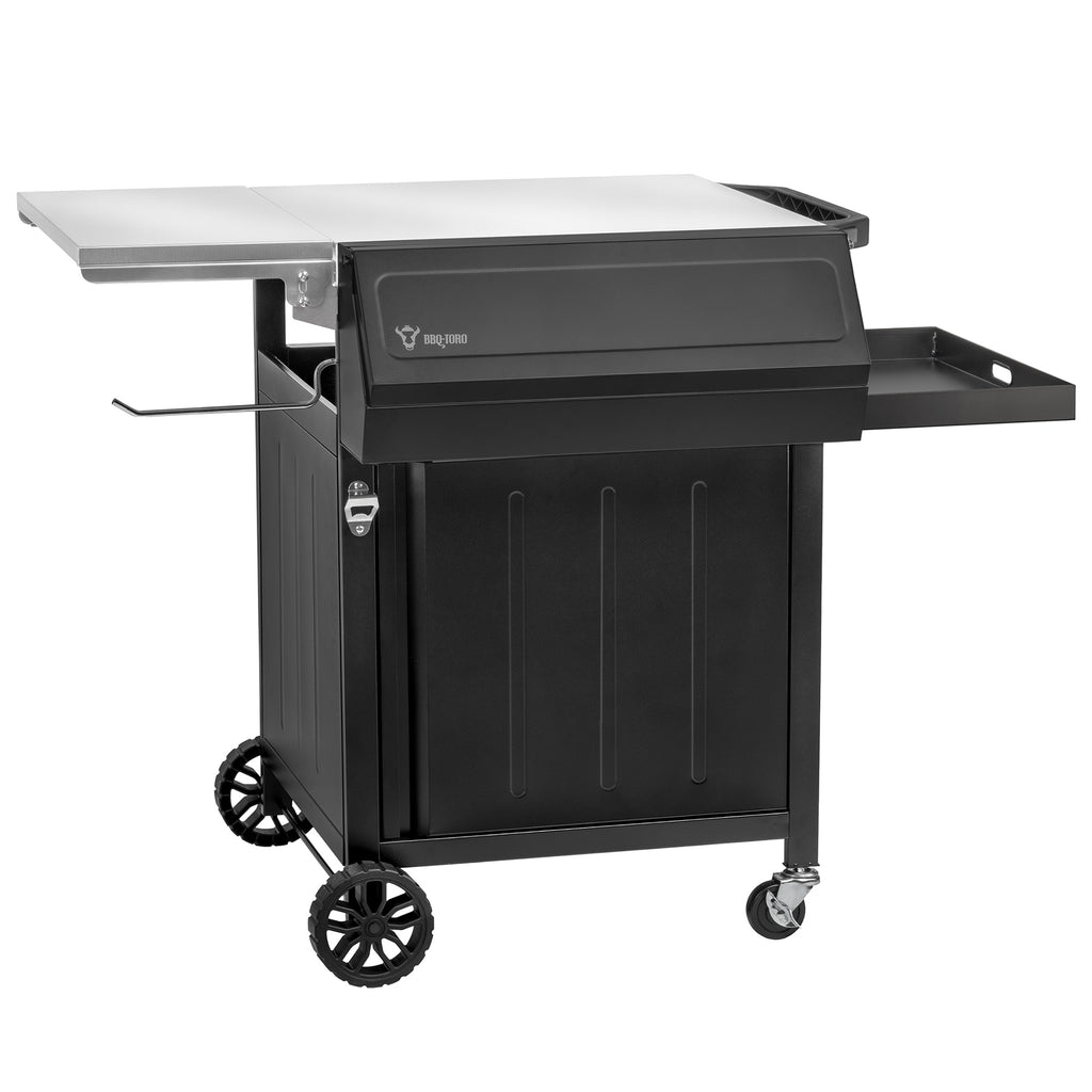 Chariot de barbecue, noir, 100 x 73 x 91 cm, comprenant une grande surface de travail
