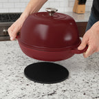 Ensemble pour pot à pain, 6,4 litres, en fonte émaillée, comprenant une anse à pain et un dessous de plat.