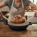 Ensemble pour pot à pain, 6,4 litres, en fonte émaillée, comprenant une anse à pain et un dessous de plat.