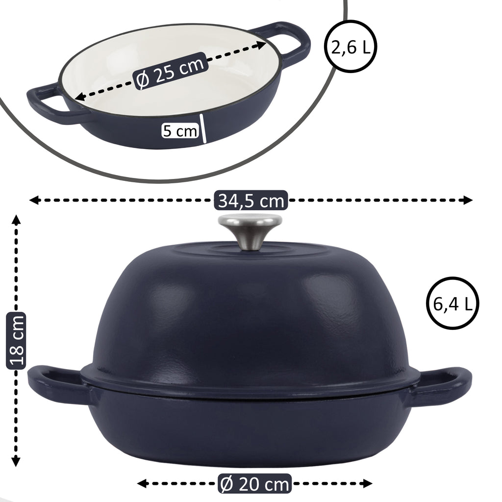 Ensemble pour pot à pain, 6,4 litres, en fonte émaillée, comprenant une anse à pain et un dessous de plat.