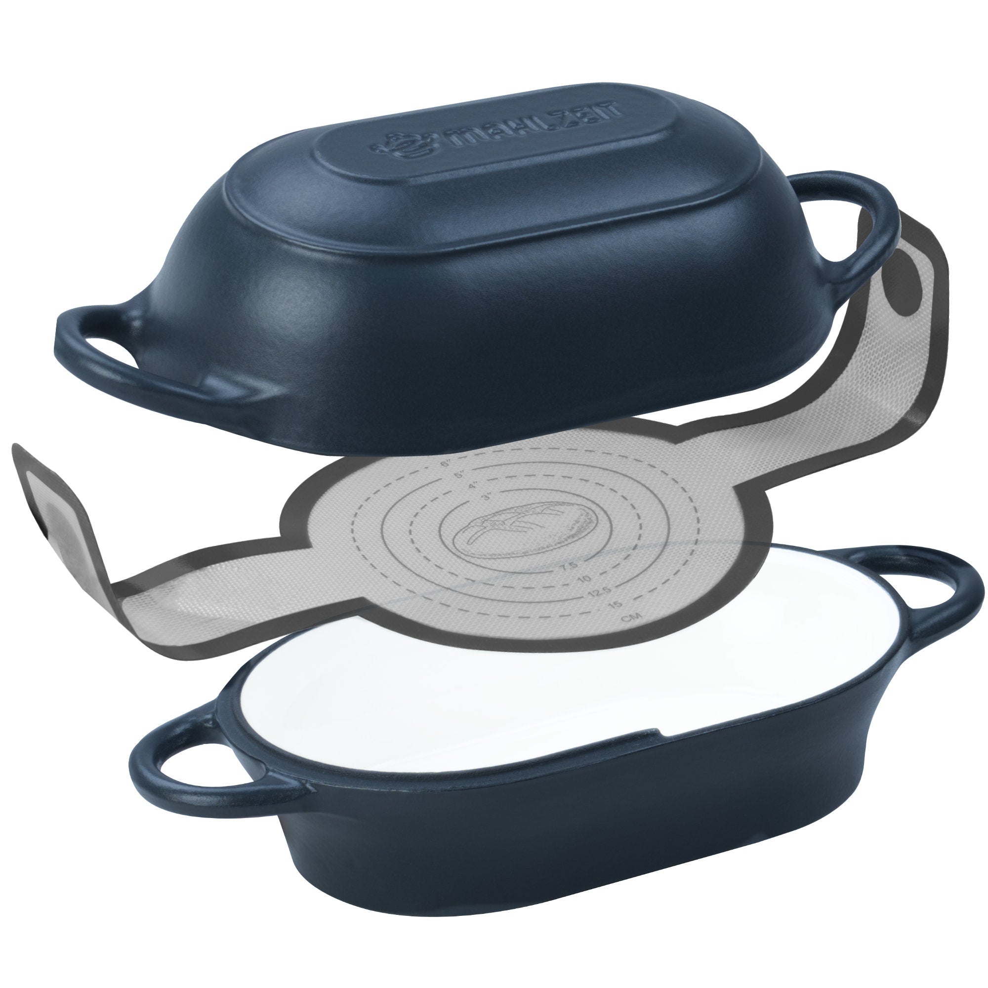 Brottopf Set, 2,5 Liter, Gusseisen, emailliert, inkl. Brotschlinge