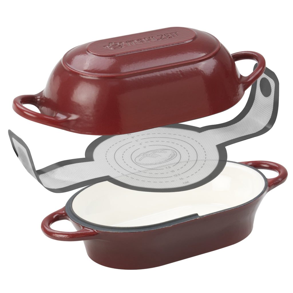 Brottopf Set, 2,5 Liter, Gusseisen, emailliert, inkl. Brotschlinge
