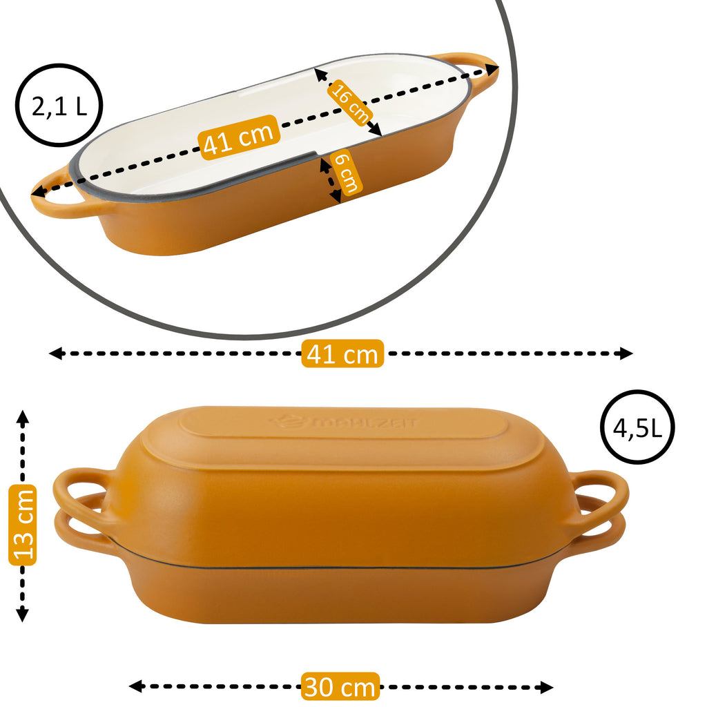 Brottopf Set, 4,5 Liter, Gusseisen, emailliert, inkl. Brotschlinge