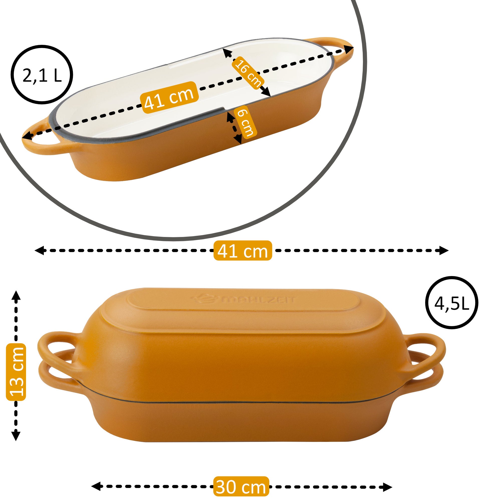 Brottopf Set, 4,5 Liter, Gusseisen, emailliert, inkl. Brotschlinge
