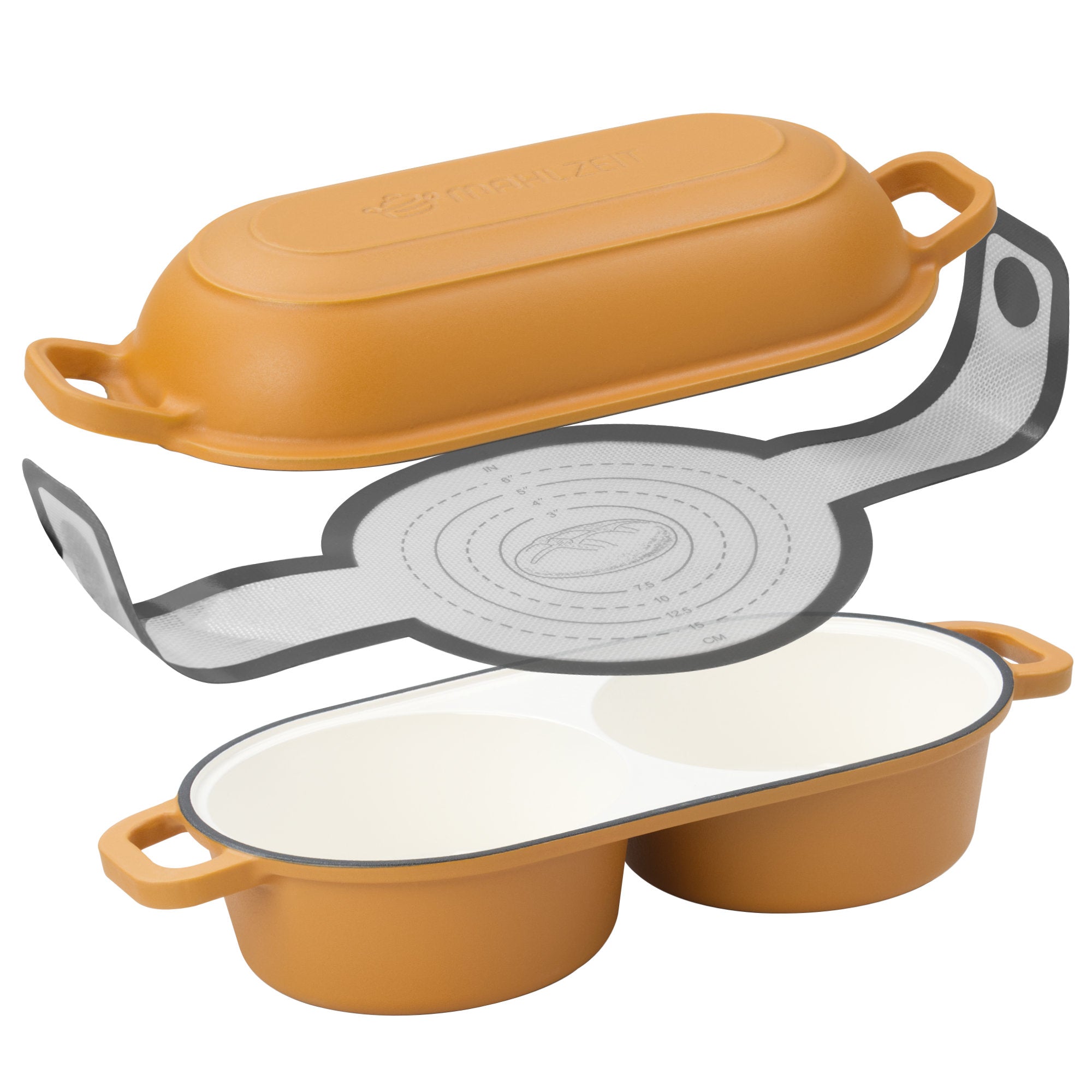 Brottopf Set, 5 Liter, Gusseisen, emailliert, inkl. Brotschlinge und zwei Backkammern