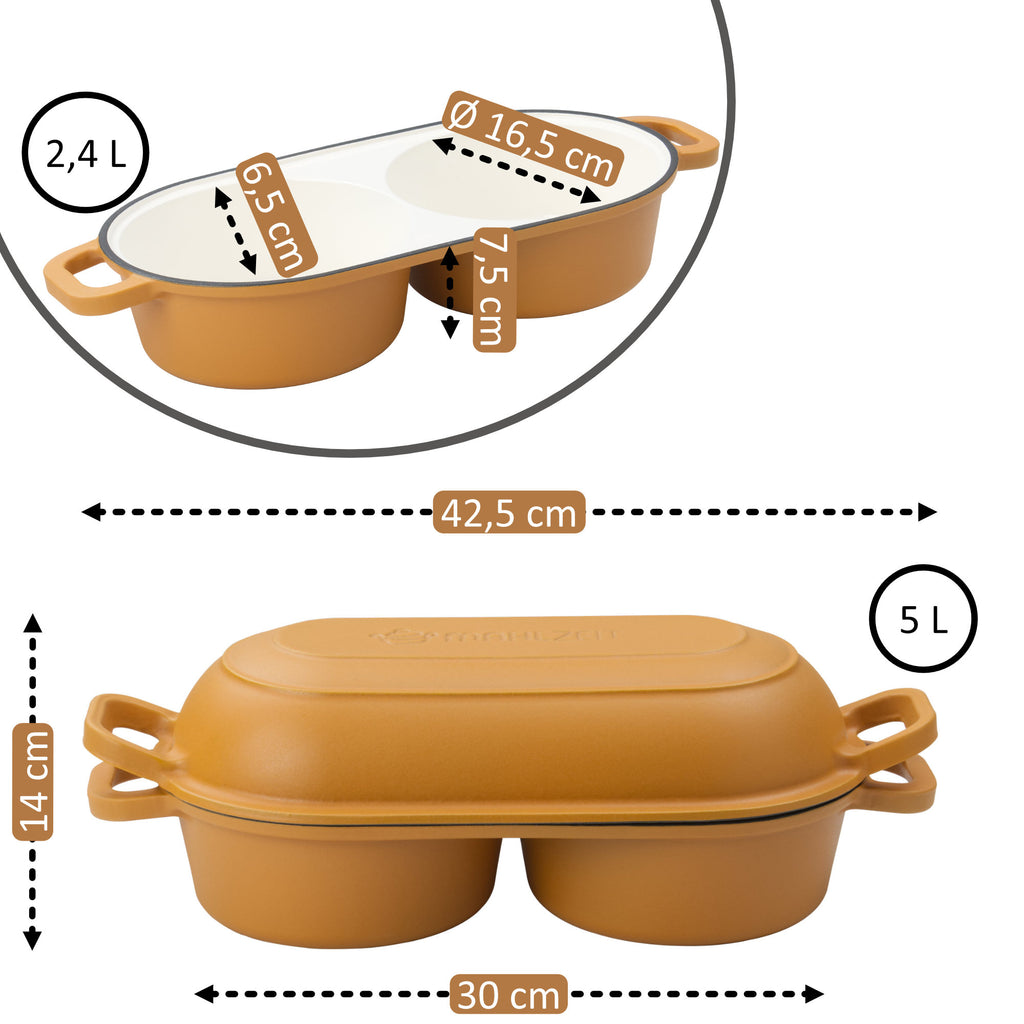 Brottopf Set, 5 Liter, Gusseisen, emailliert, inkl. Brotschlinge und zwei Backkammern