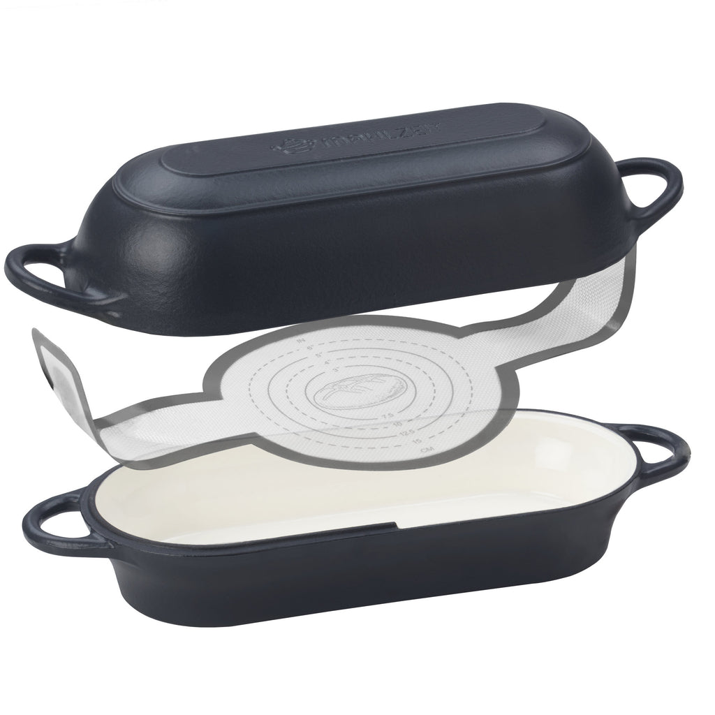 Brottopf Set, 4,5 Liter, Gusseisen, emailliert, inkl. Brotschlinge