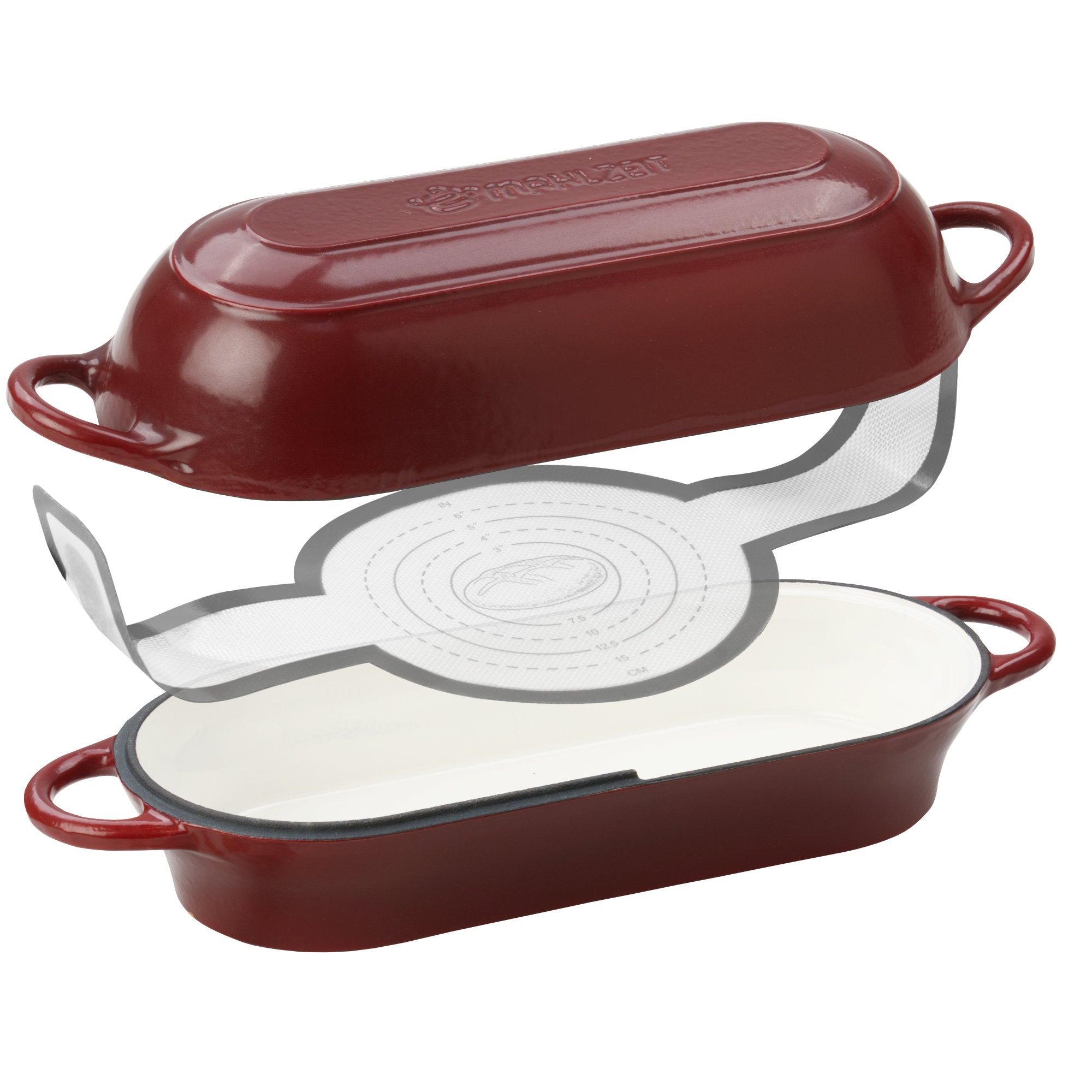 Brottopf Set, 4,5 Liter, Gusseisen, emailliert, inkl. Brotschlinge