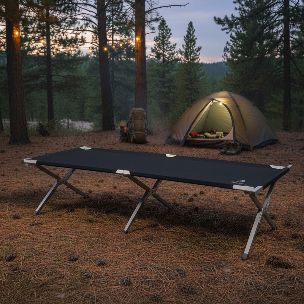Lit de camp, jusqu'à 180 kg, sac de transport inclus, lit de camp