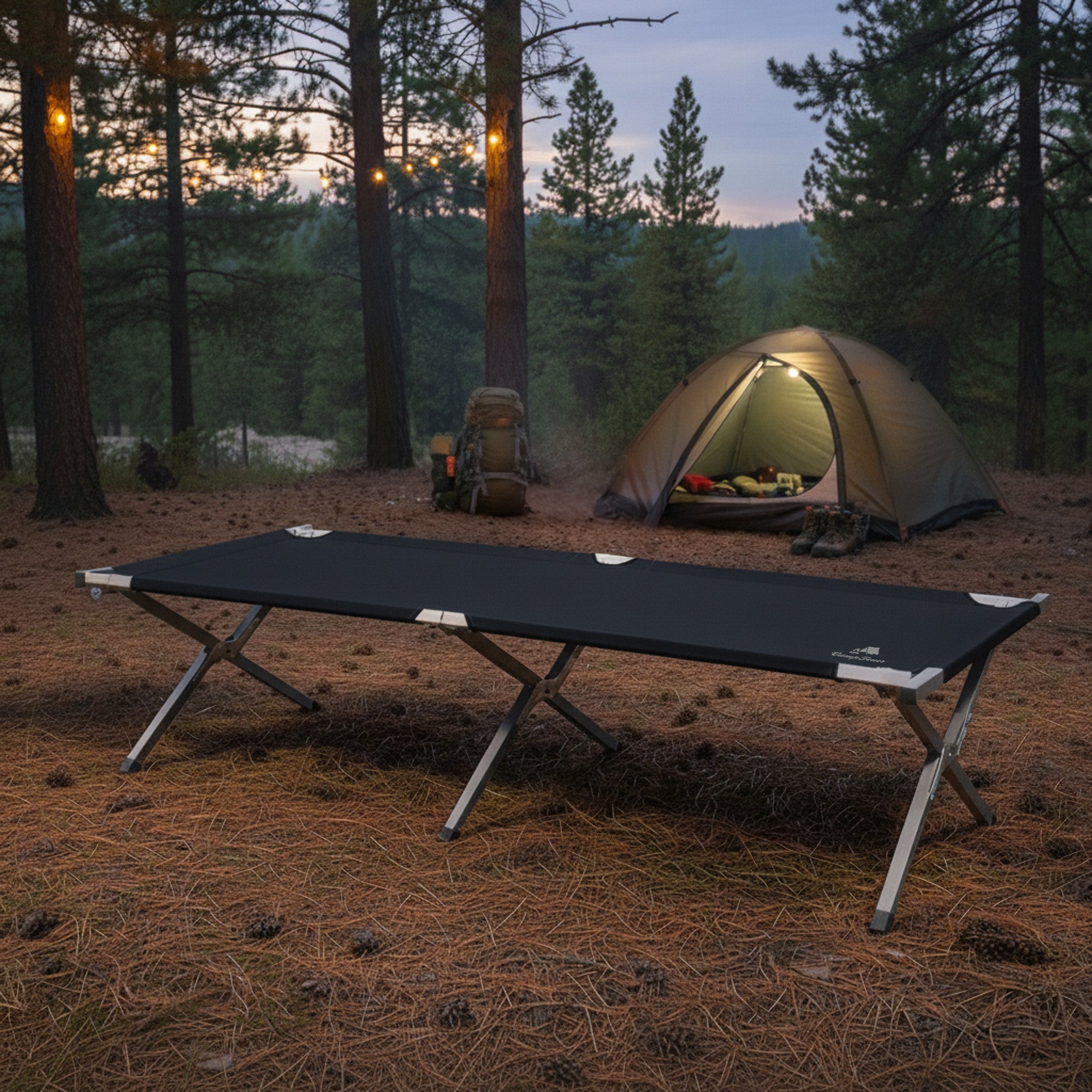 Lit de camp, jusqu'à 180 kg, sac de transport inclus, lit de camp