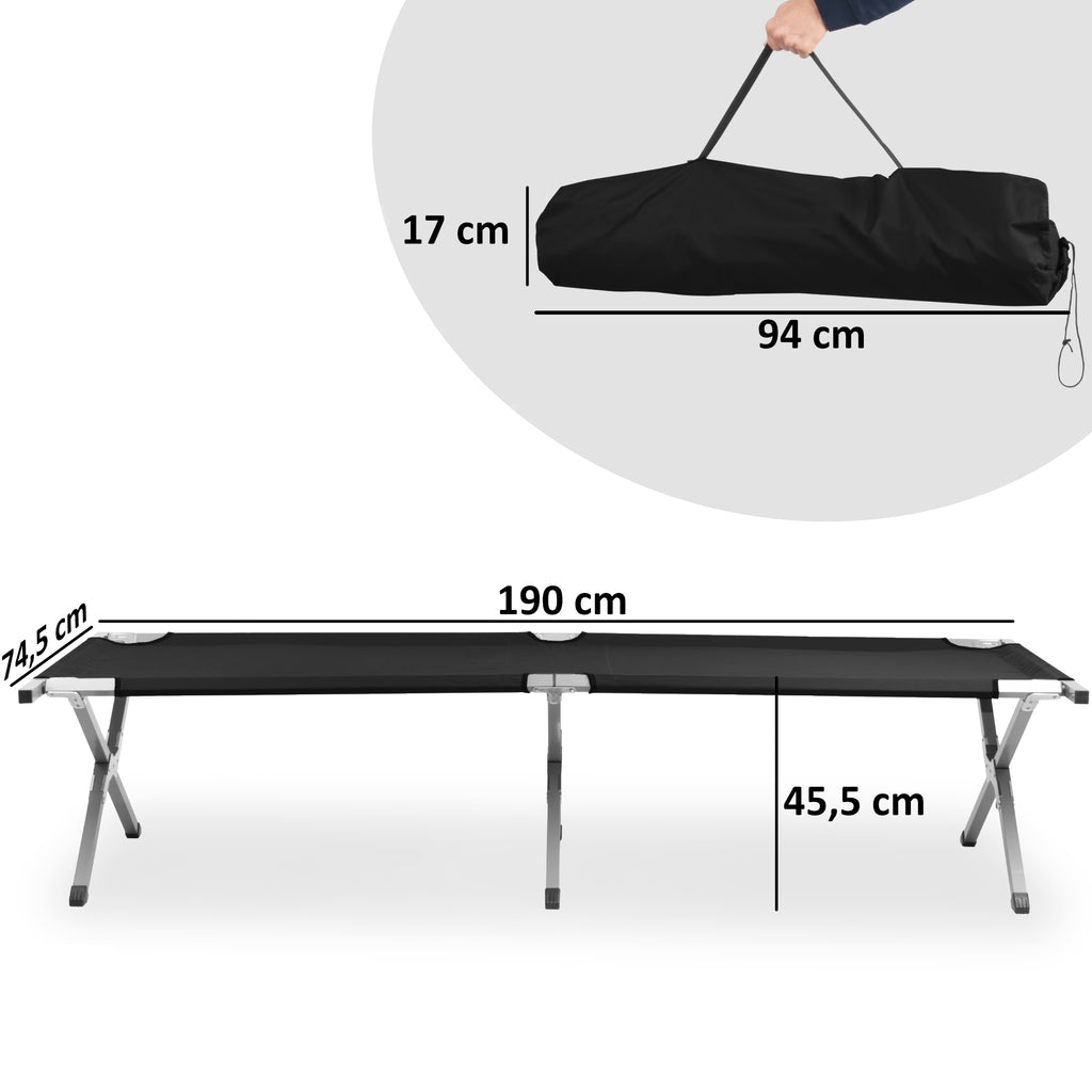Lit de camp, jusqu'à 180 kg, sac de transport inclus, lit de camp