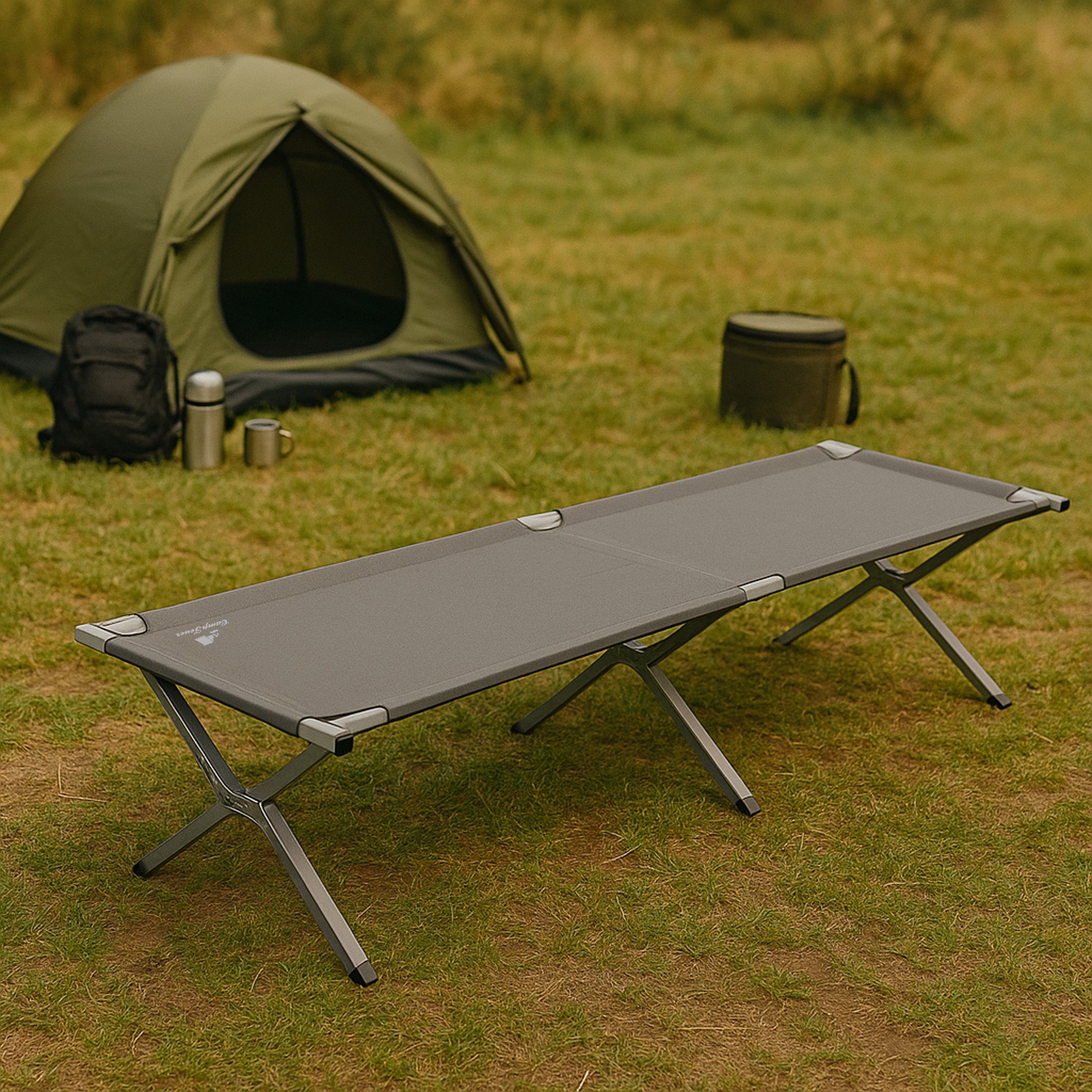 Camp bed, up to 200 kg, including carrying bag, camping cot